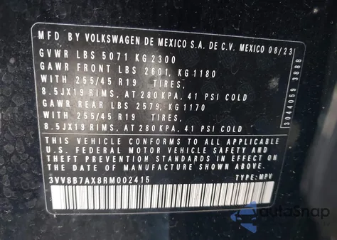 2024 Volkswagen Tiguan 2.0T Se R-Line Black z USA, uszkodzony, nr VIN 3VV8B7AX8RM002415